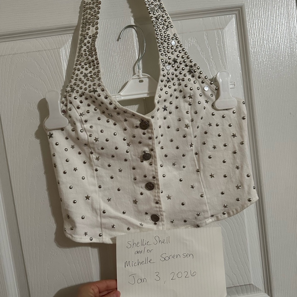 White Studded Women's halter top